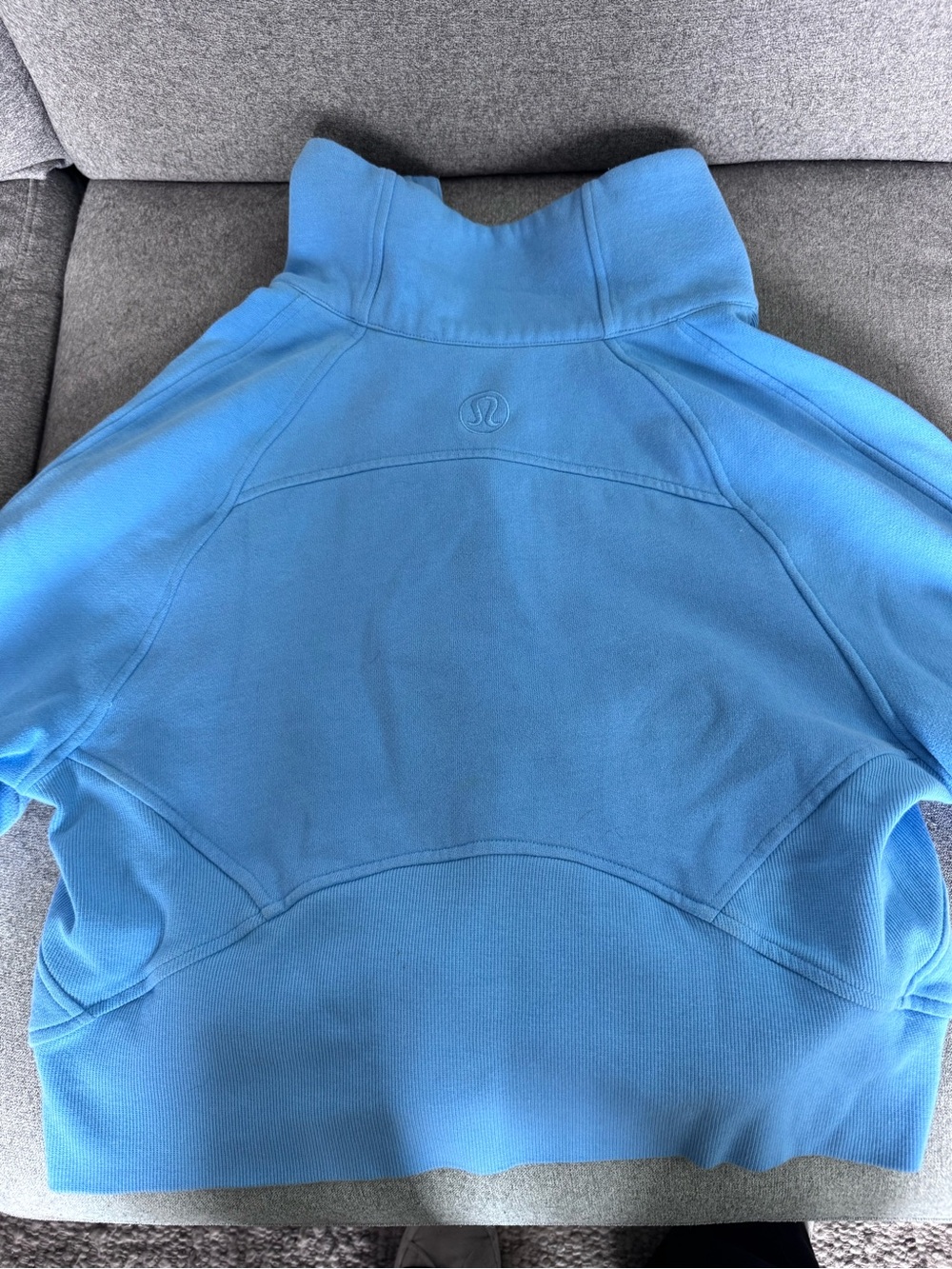 Lululemon Light Blue Half-Zip Fleece Pullover, XS/S, slightly cropped. - Picture 3 of 4